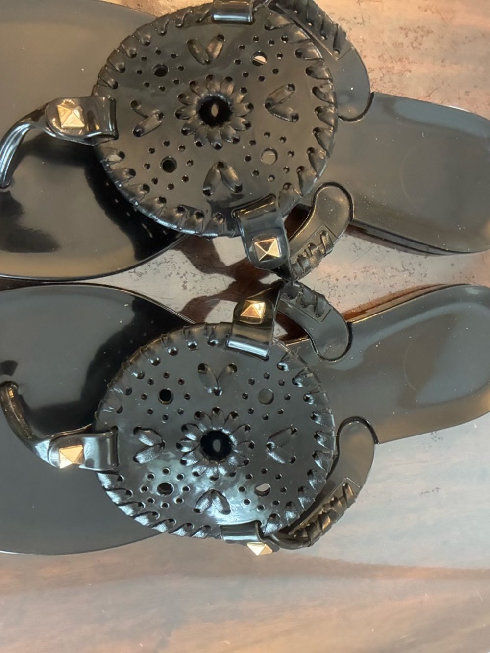 Jack Rogers Black Studded Jelly Sandals